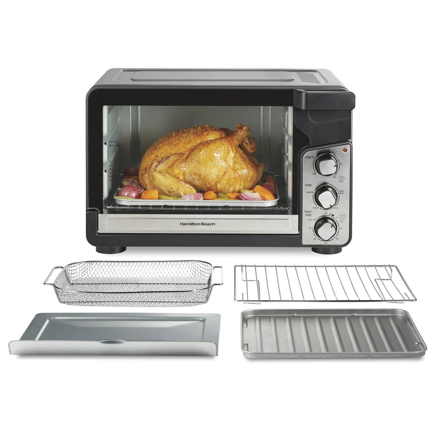 Hamilton Beach Easy View XL Horno Tostador con Freidora de Aire con Sure-crisp, 1750W, Capacidad para 6 Rebanadas, 31460