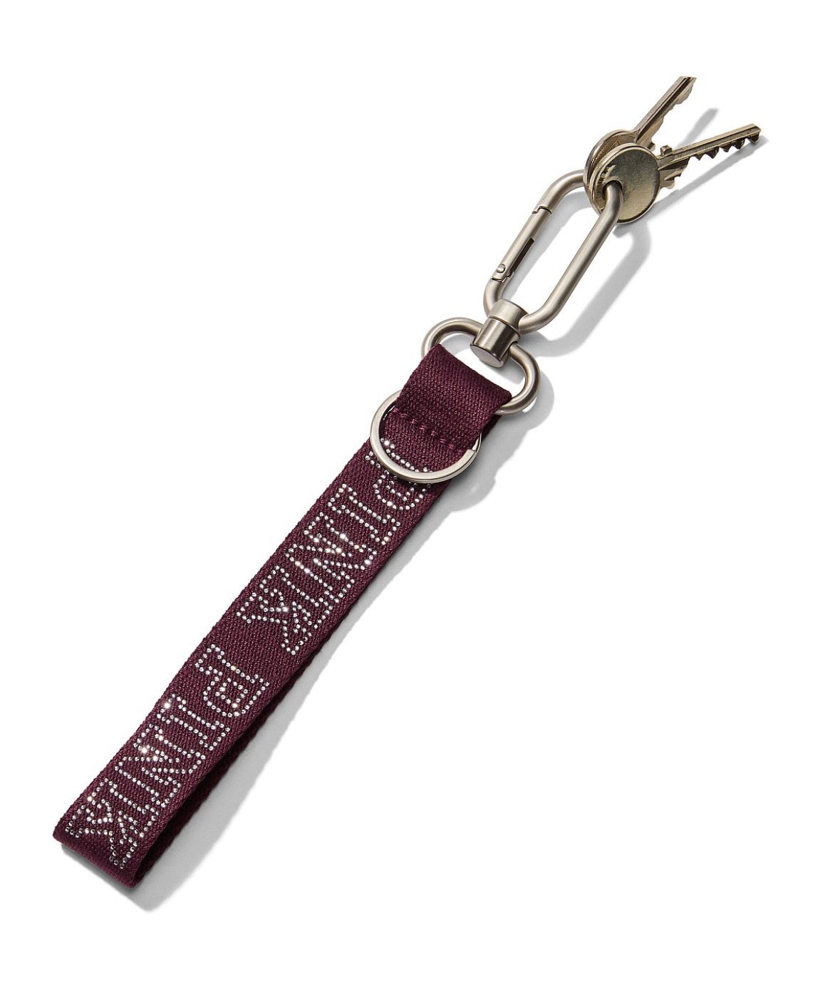 PINK Victoria’s Secret Wristlet Strap Keychain Wild Rose con Logo Bling