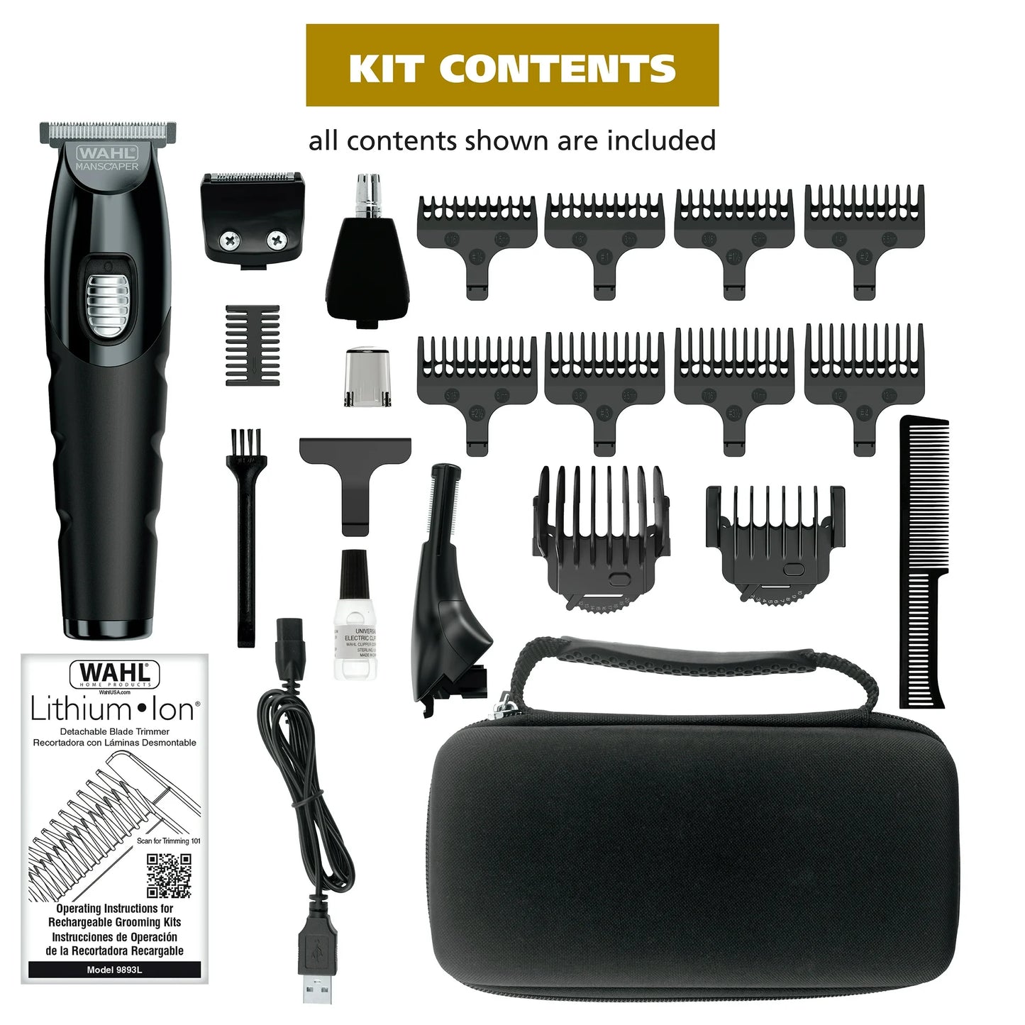 Wahl Manscaper Caja de Herramientas Recortadora Recargable para Recortar, Afeitar y Detallar para Hombre - 3024523