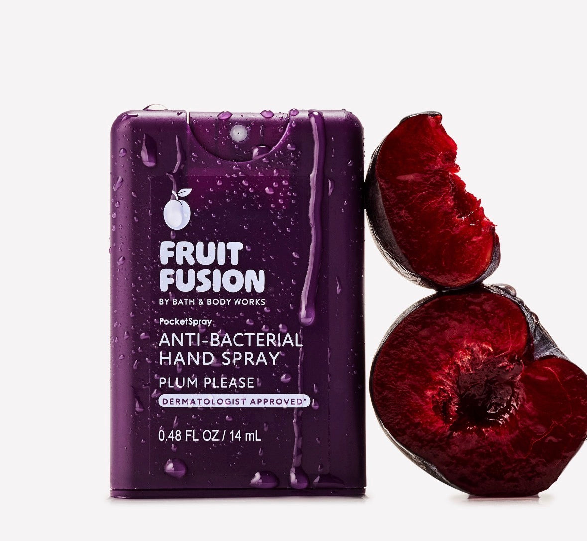 Bath & Body Works Fruit Fusion Plum Please PocketSpray Hand Sanitizer 14 ml – Spray Antibacterial para Manos