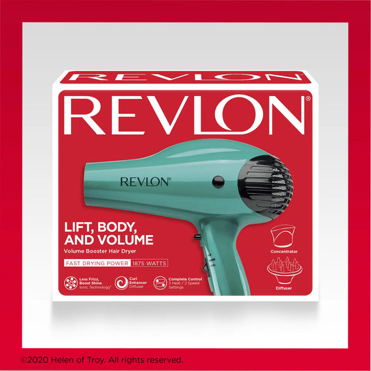 Revlon Secador de Pelo Iónico con Refuerzo de Volumen 1875W, Verde