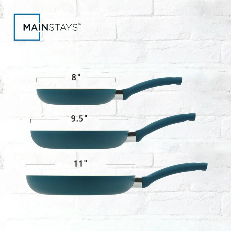 Mainstays Juego de Sartenes de 3 Piezas de Cerámica Antiadherente de Aluminio