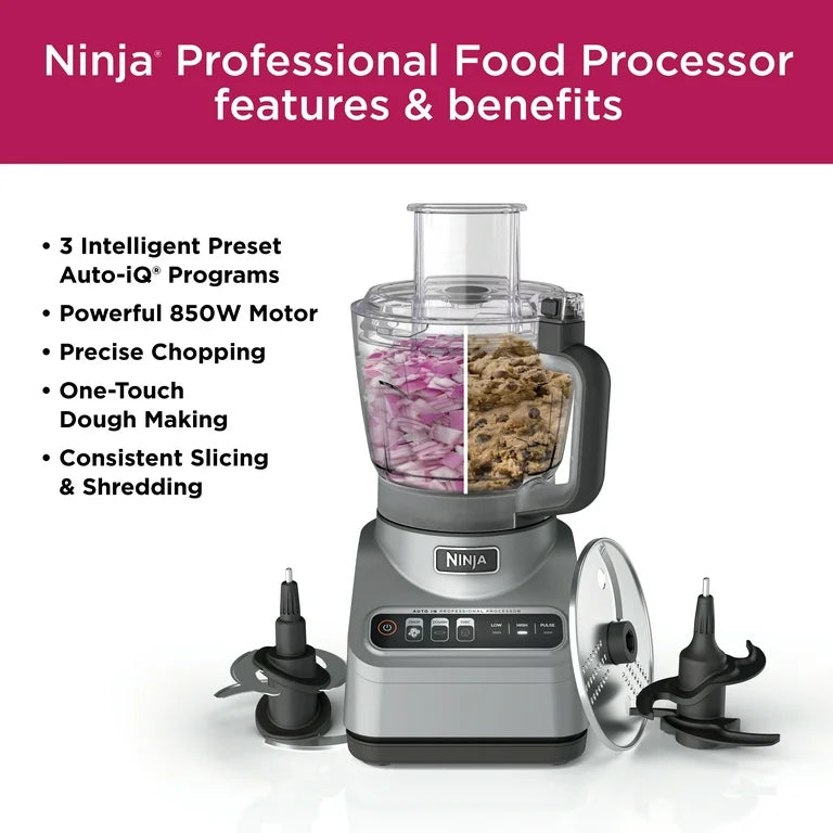 Ninja Procesador de Alimentos Profesional 850Vatios 9 Tazas Programas Preestablecidos Auto-iQ BN600