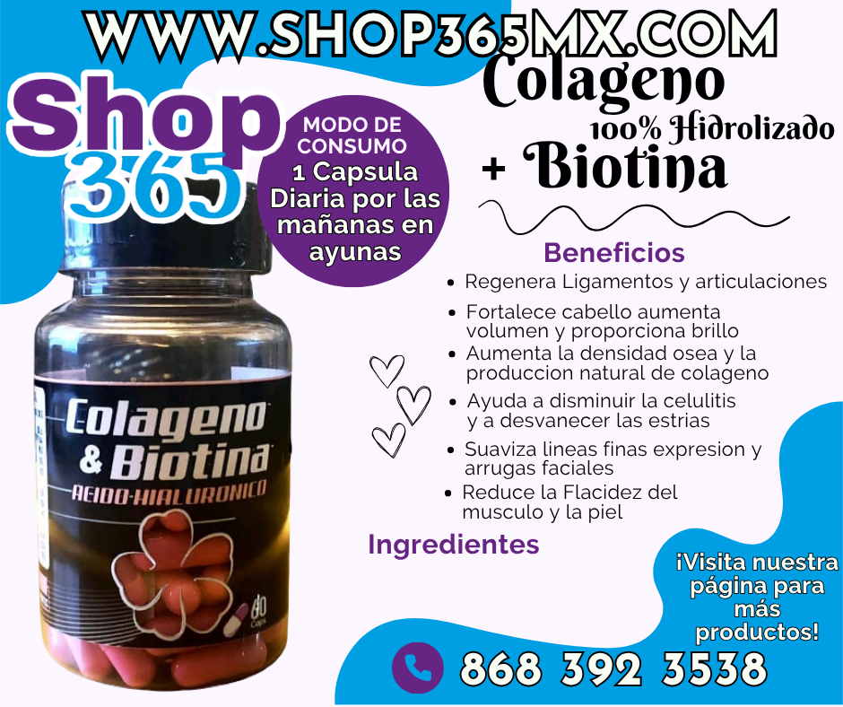 Colageno 100% Hidrolizado mas Biotina