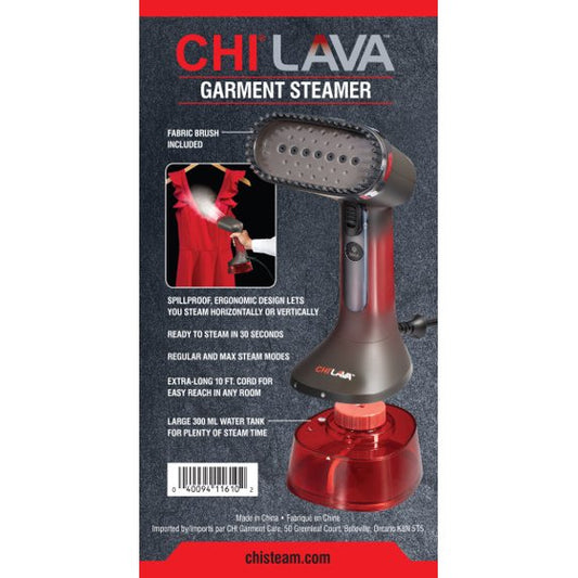 CHI LAVA Plato de Cerámica Vaporizador de Ropa para Ropa con Cepillo de Tela, 2 Modos de Vapor, 1600 Vatios, Rojo