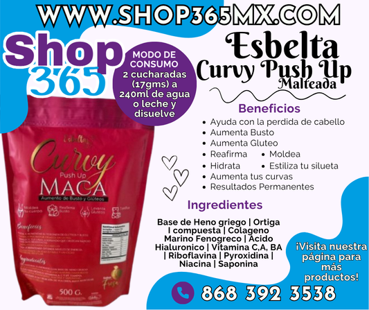 Malteada Curvy Maca Push Up (500 grs)