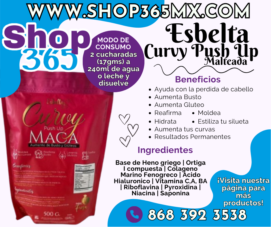 Malteada Curvy Maca Push Up (500 grs)
