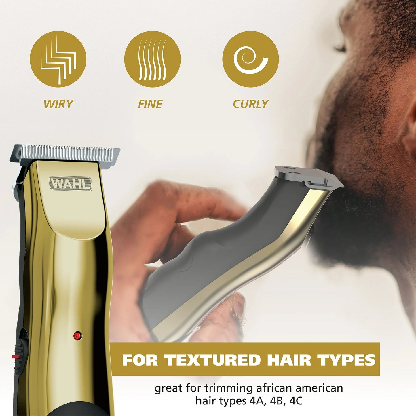 Wahl T-Pro Plus, USB Rechargeable Battery Trimmer, Gold with Rubber Grips - 3028171