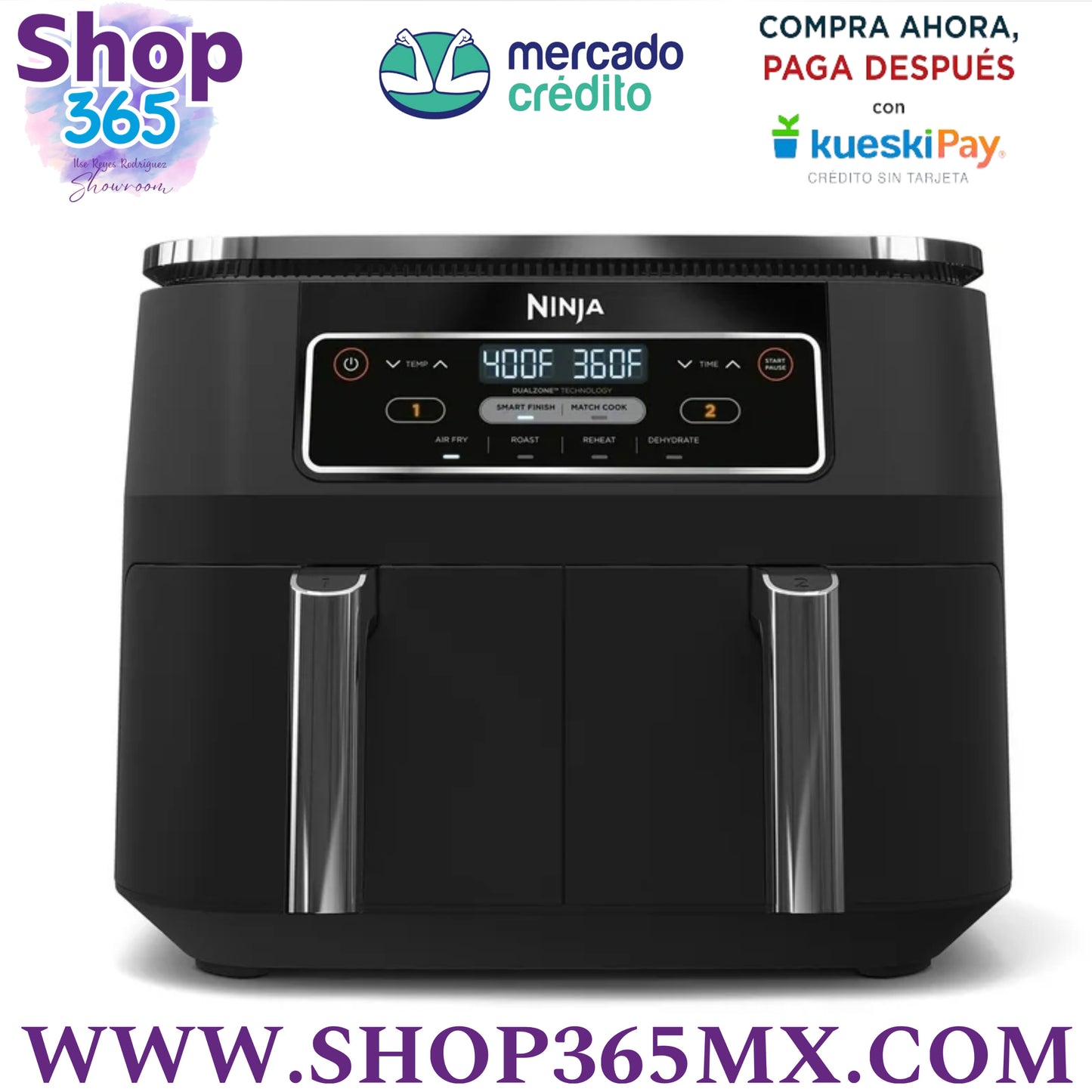 Foodi 4-in-1 8-Quart Ninja Freidora sin Aceite de 2 Cestas Tecnología DualZone DZ100