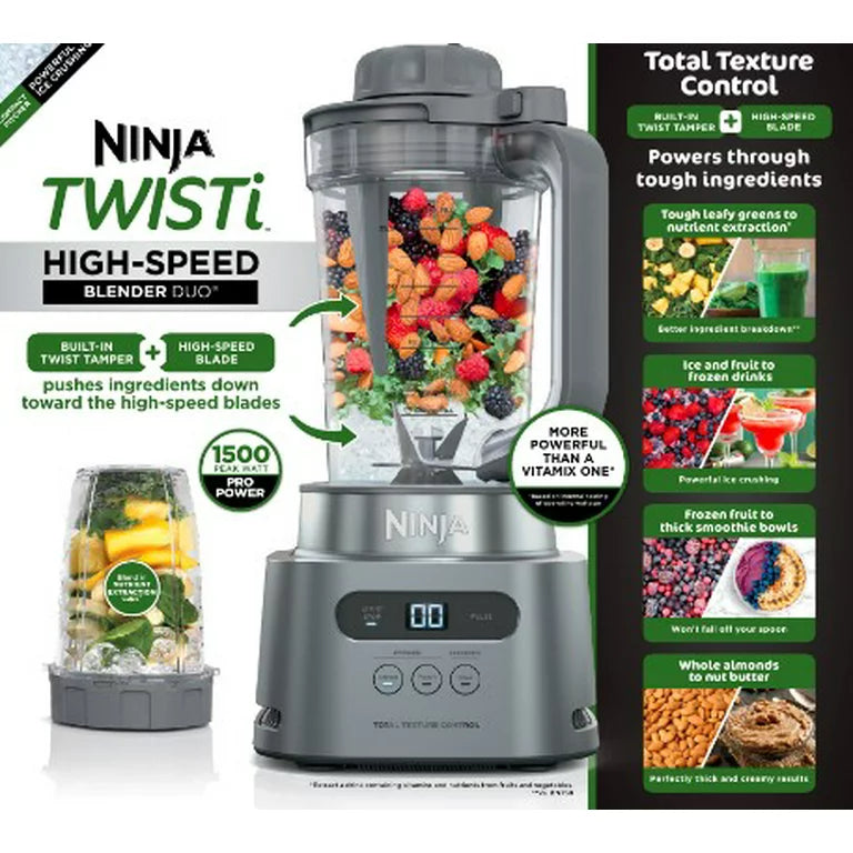 Ninja TWISTi Licuadora de Alta Velocida, Capacidad de 34 oz, SS150