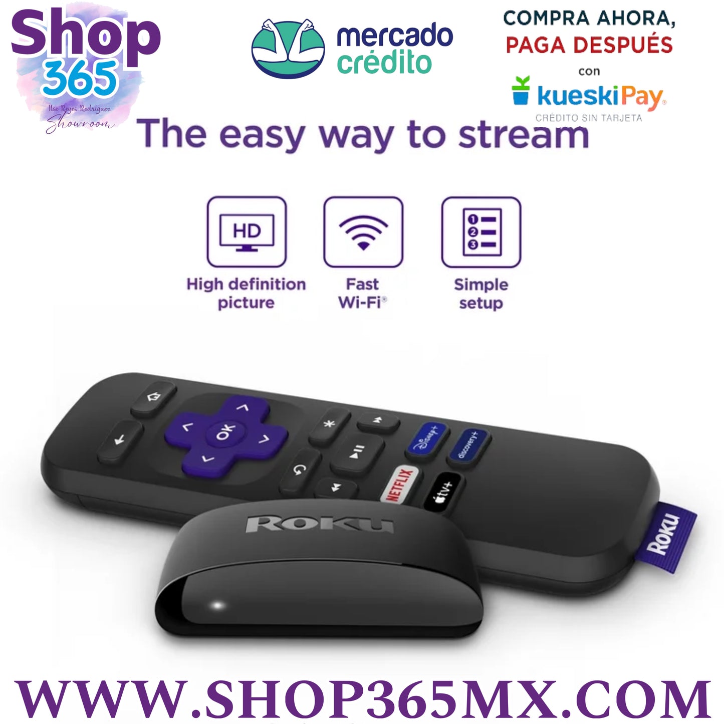 Express Roku Dispositivo de Transmision HD con Cable HDMI de Alta Velocidad Control Remoto Estandar sin Controles de TV y WiFi Rapido