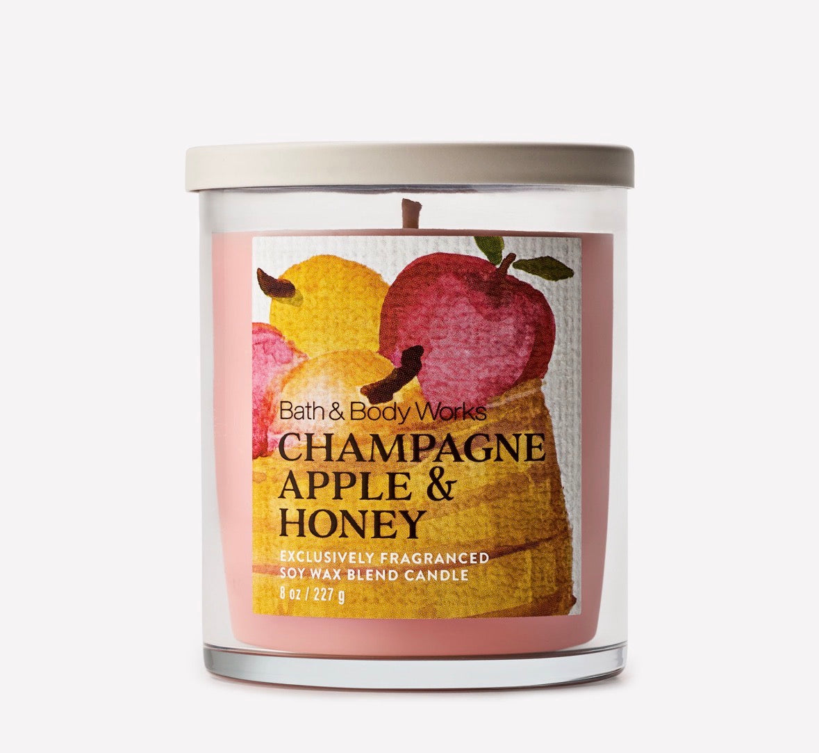 Bath & Body Works Champagne Apple & Honey Single Wick Candle 227 g | Vela Aromática
