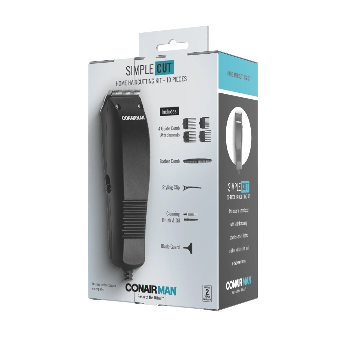 ConairMAN Kit de Corte de Pelo para Hombre de Corte Simple 10 Piezas