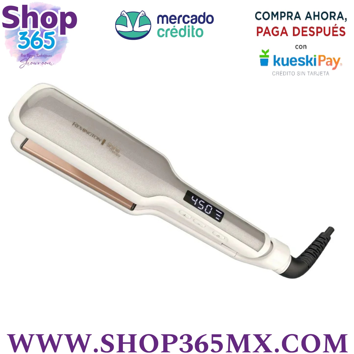 REMINGTON SHINE THERAPY Plancha de Pelo de 2 Pulg Plancha Infundida con Aceite de Argán y Queratina