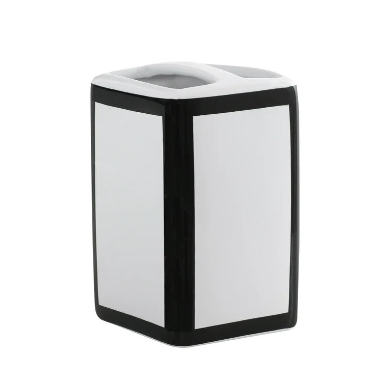 Mainstays Juego de Accesorios de Baño y Cortina de Ducha de Poliéster/cerámica con Estampado de Damasco Ikat de 17 Piezas, Negro