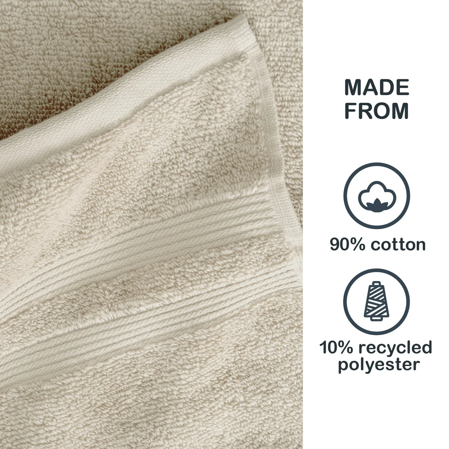 2 PZA Toalla de Baño Sólida 30" x 54", Beige Papiro