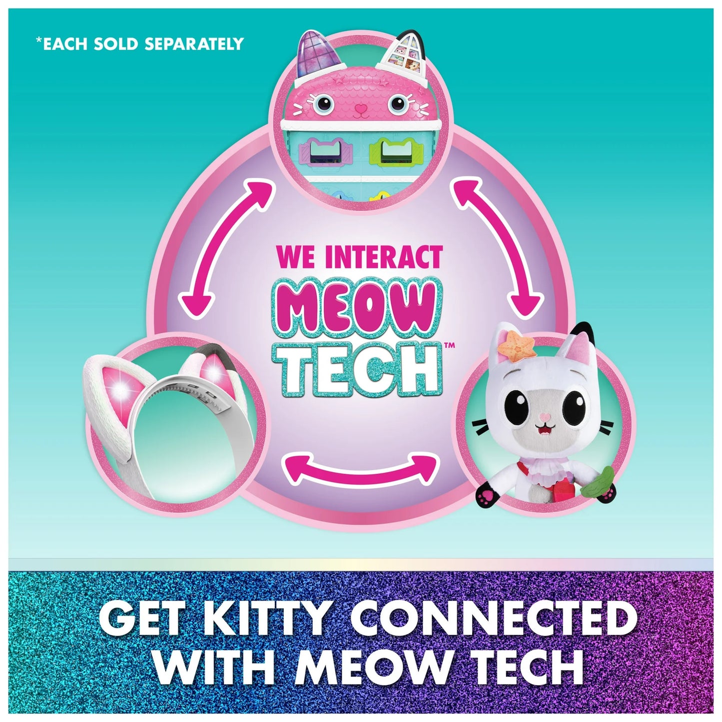 Gabby's Dollhouse: la Película, Dollhouse Meow-mazing con Sonido FX, Accesorios y Orejas Interactivas Adicionales (Exclusivo de Walmart)