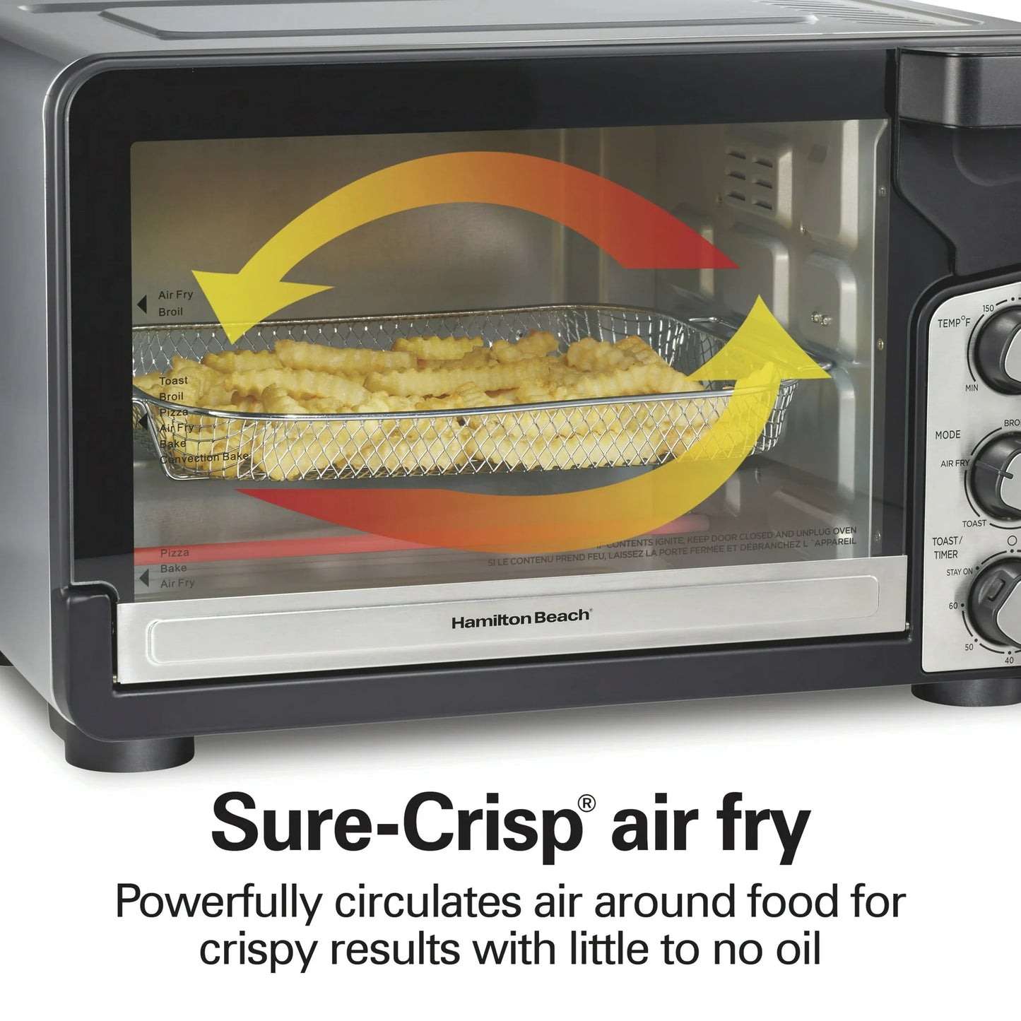 Hamilton Beach Easy View XL Horno Tostador con Freidora de Aire con Sure-crisp, 1750W, Capacidad para 6 Rebanadas, 31460