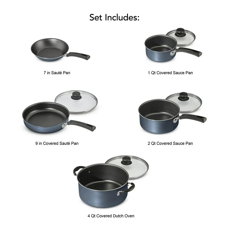 Tramontina Batería de Cocina Antiadherente 9 Piezas Azul