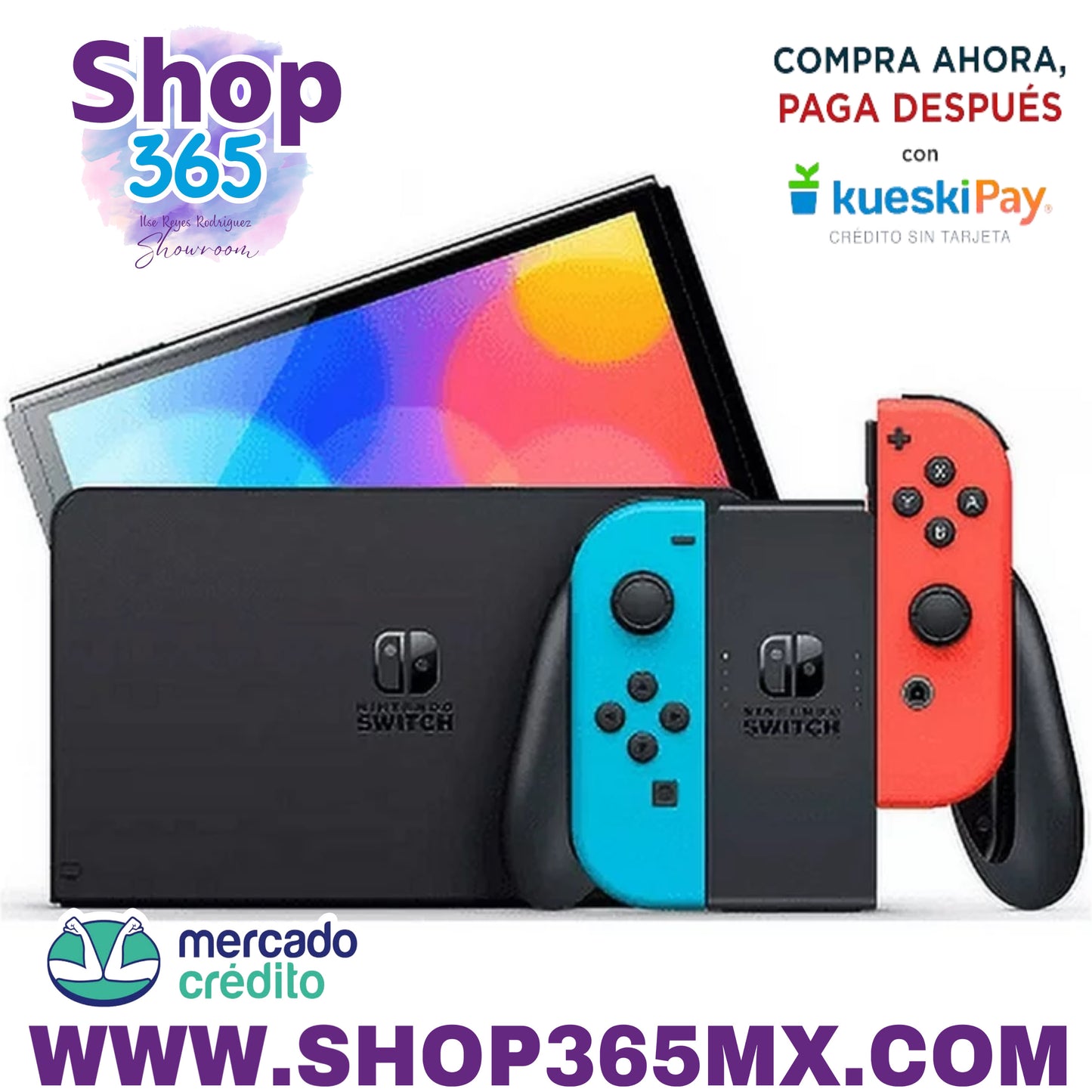 Nintendo Switch - Modelo OLED con Joy-Con rojo neón y azul neón