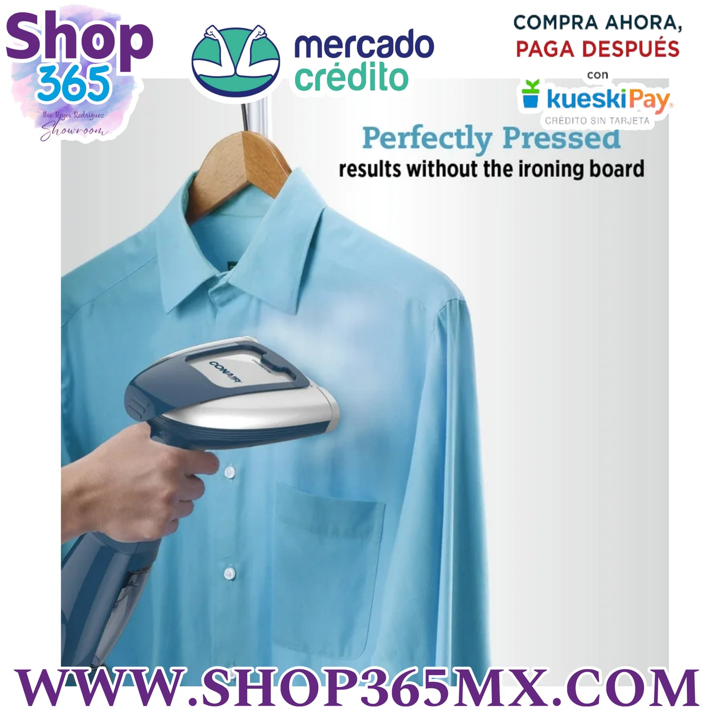 Conair Vapor de Ropa Portátil para Ropa, Turbo ExtremeSteam 1550W, Diseño Portátil de Mano