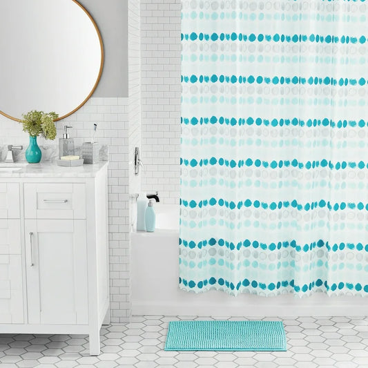 Mainstays Juego de Accesorios de Baño y Cortina de Ducha de Poliéster/cerámica de 17 Piezas, Multicolor