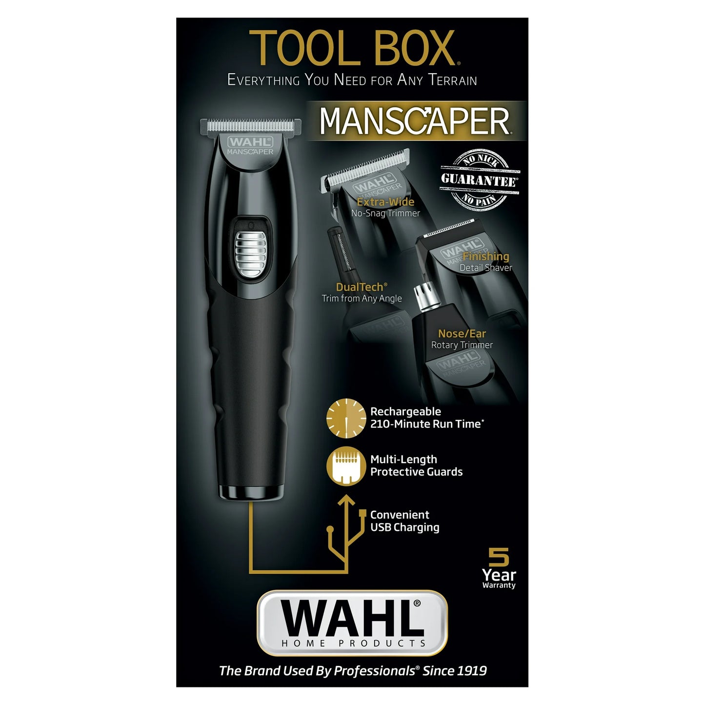 Wahl Manscaper Caja de Herramientas Recortadora Recargable para Recortar, Afeitar y Detallar para Hombre - 3024523