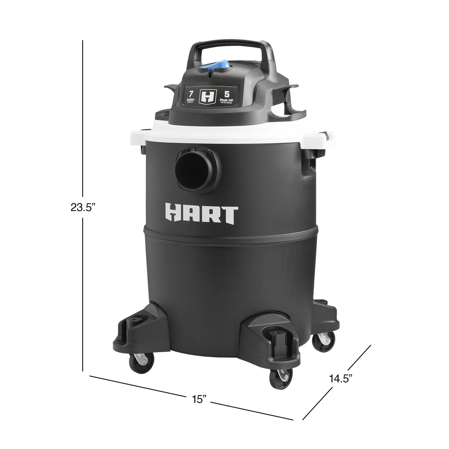 HART Aspiradora en Seco/húmedo de Poliéster de 7 Galones y 5 Picos CV, VOC708PF 3701