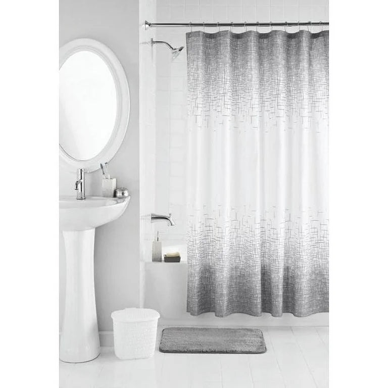 Mainstays Juego de Accesorios de Baño y Cortina de Ducha de Poliéster/cerámica de 17 Piezas, Gris