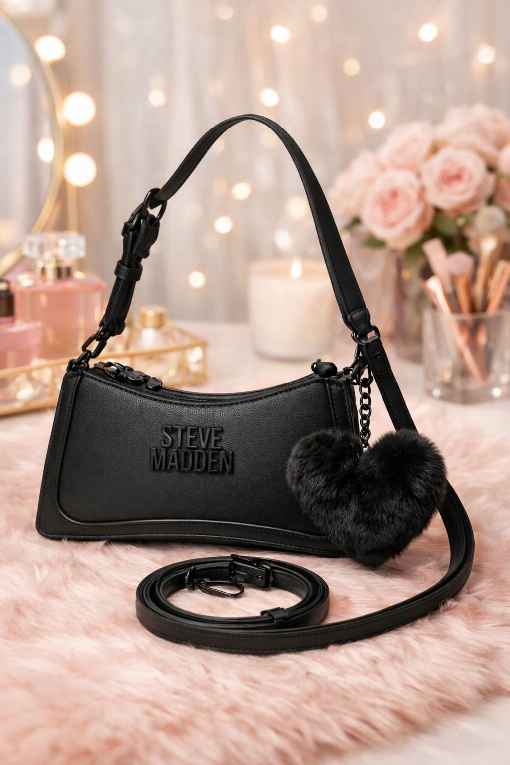 Bolsa Steve Madden Negra con Correa Ajustable