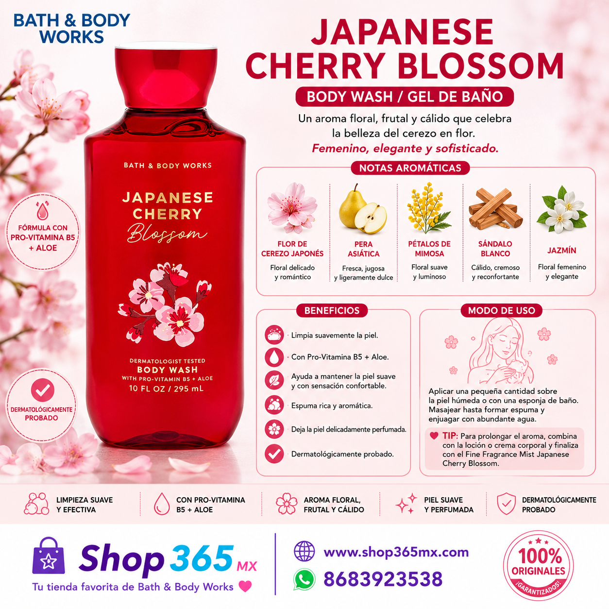 🌸 Bath & Body Works Japanese Cherry Blossom Body Wash 295 ml