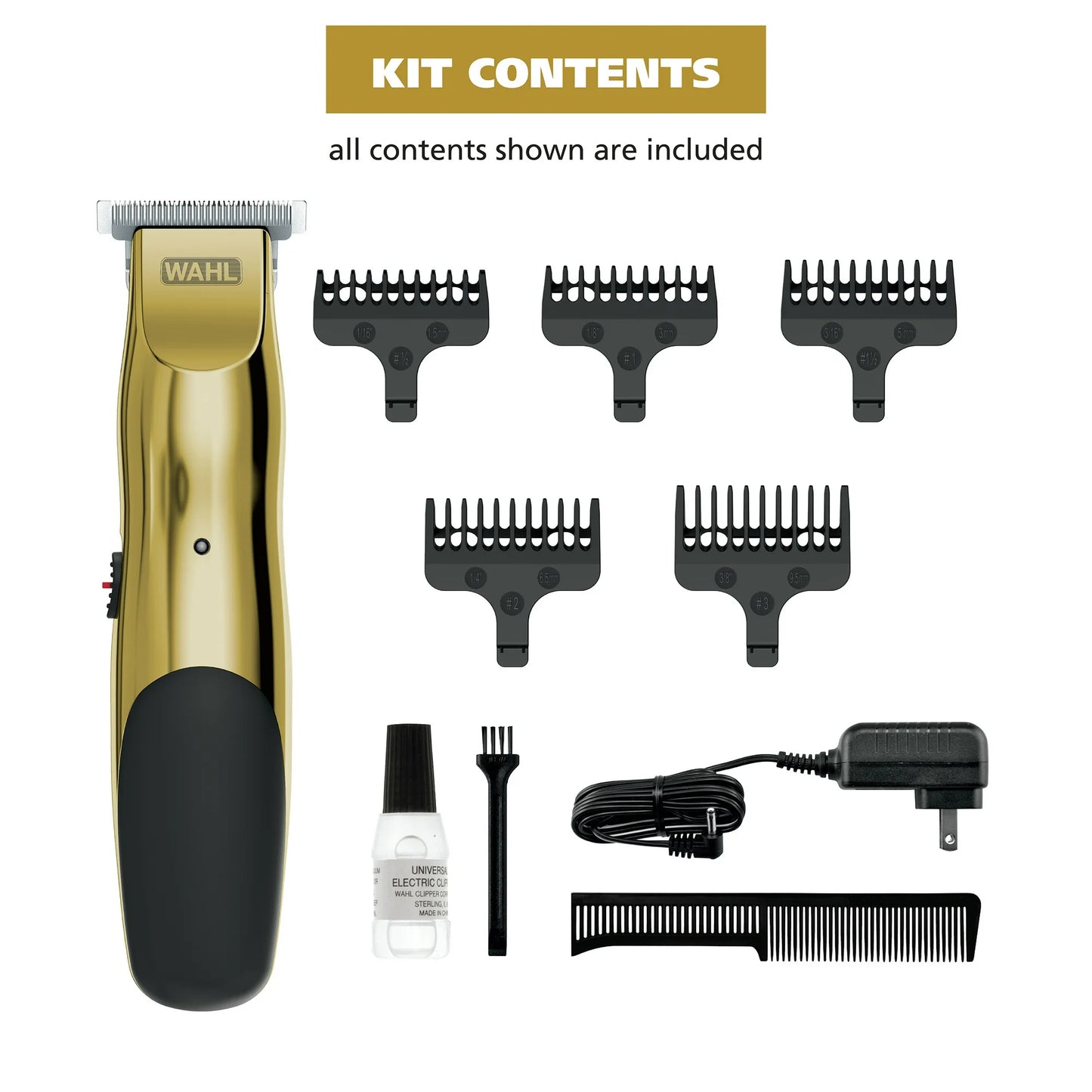 Wahl T-Pro Plus, USB Rechargeable Battery Trimmer, Gold with Rubber Grips - 3028171