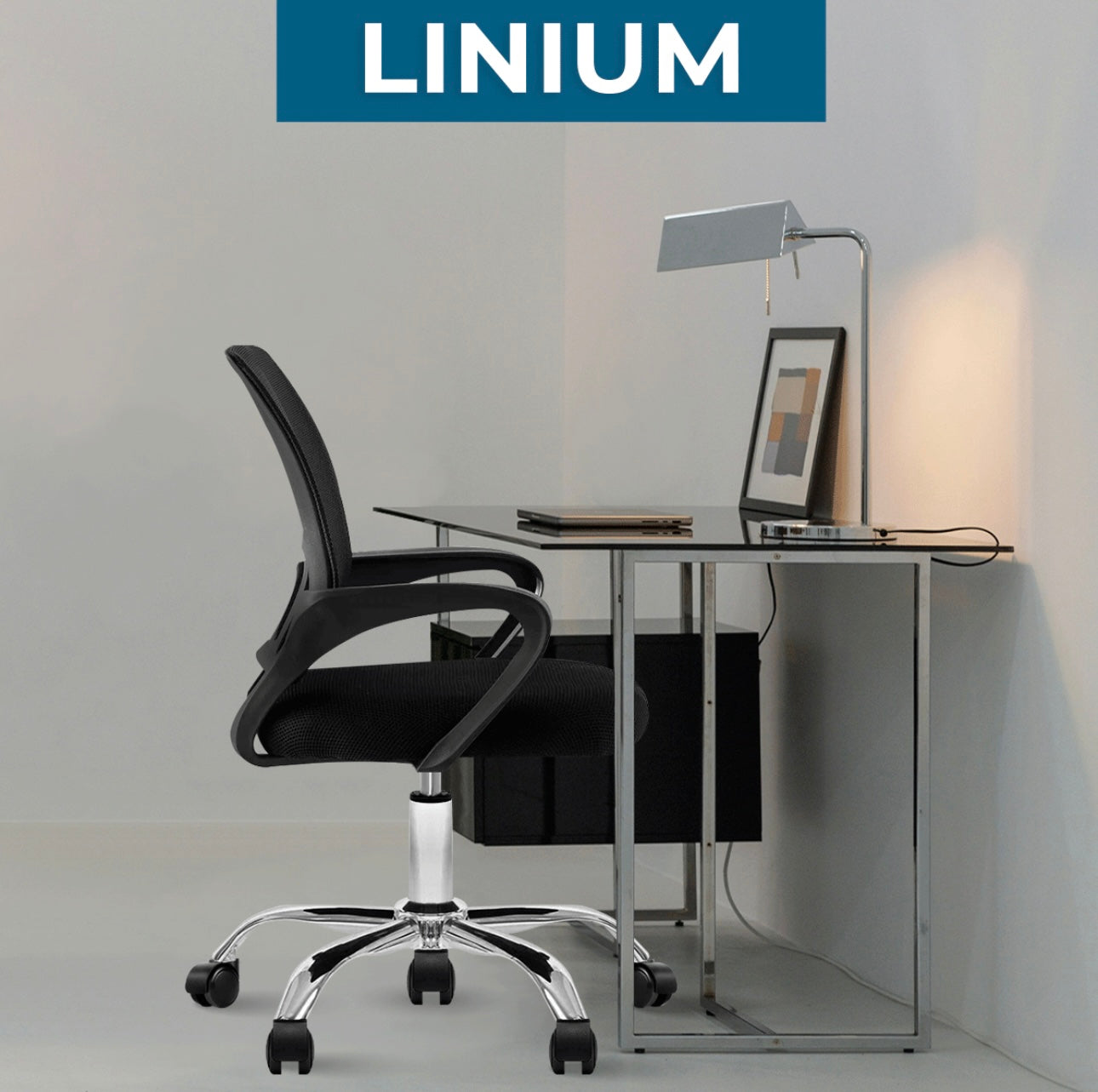 Silla para oficina escritorio ergonomica Premium Set 2 piezas color negro material de tapizado malla