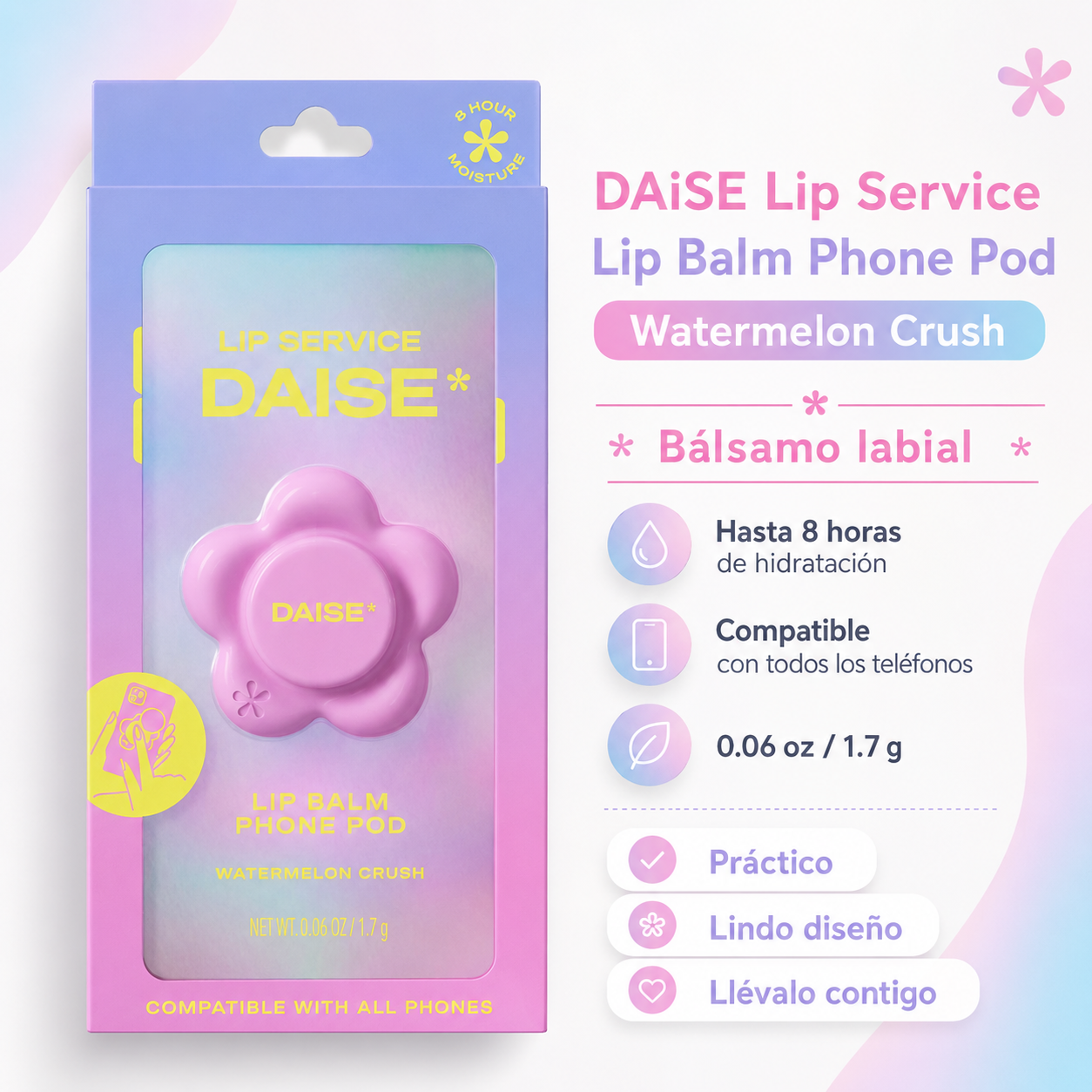 💗 DAiSE Lip Service Lip Balm Phone Pod Watermelon Crush – Bálsamo Labial para Celular
