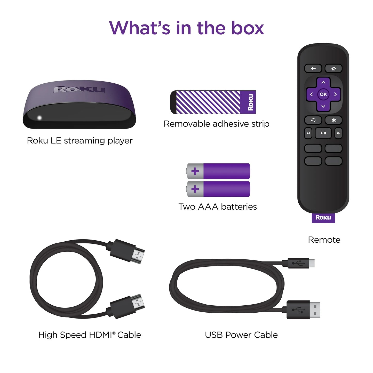 Roku Reproductor Multimedia de Transmisión LE HD con HDMI de Alta Velocidad Cable y Control Remoto Simple
