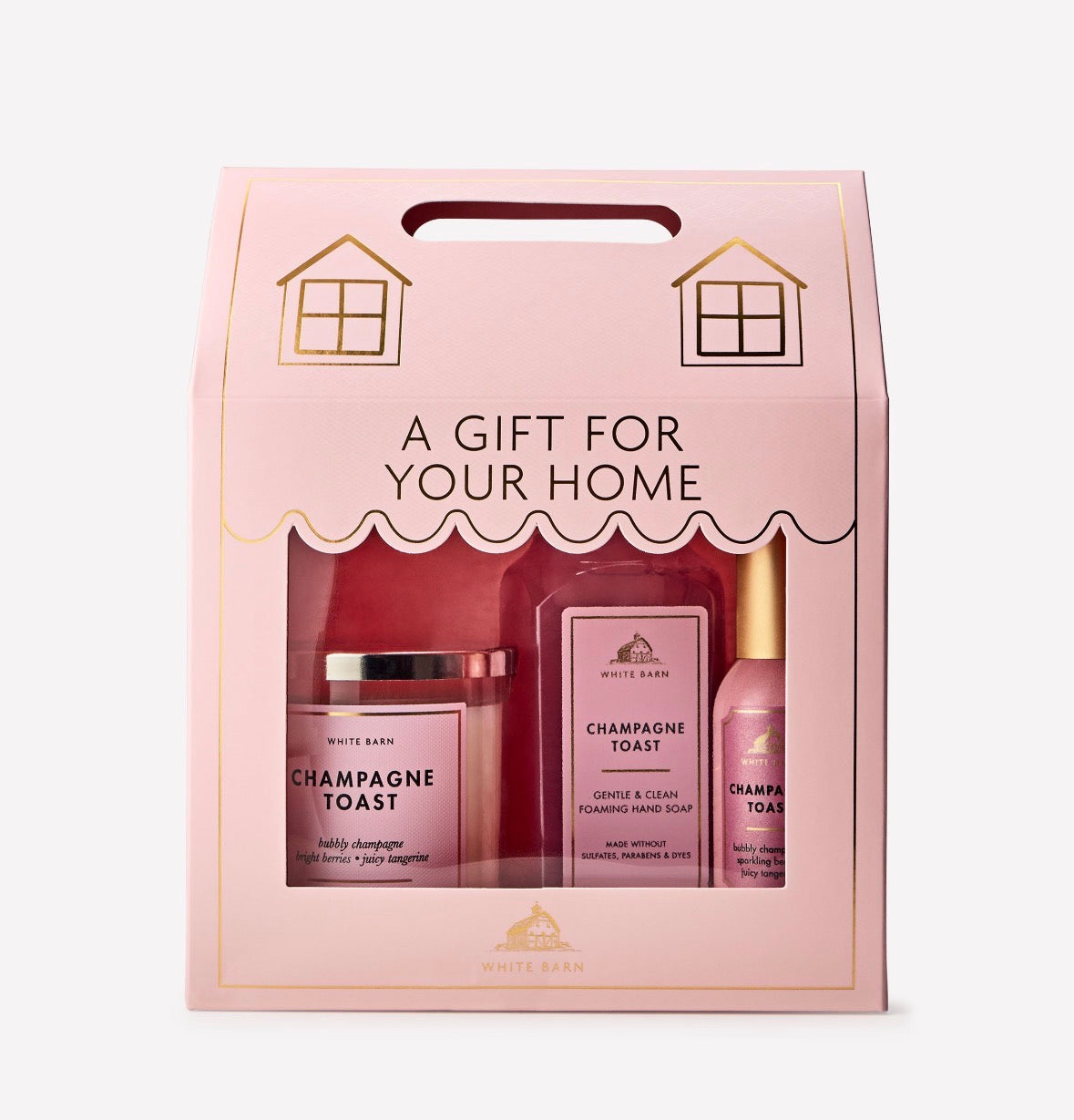 Bath & Body Works Champagne Toast Gift Set para Hogar – Vela, Jabón y Room Spray