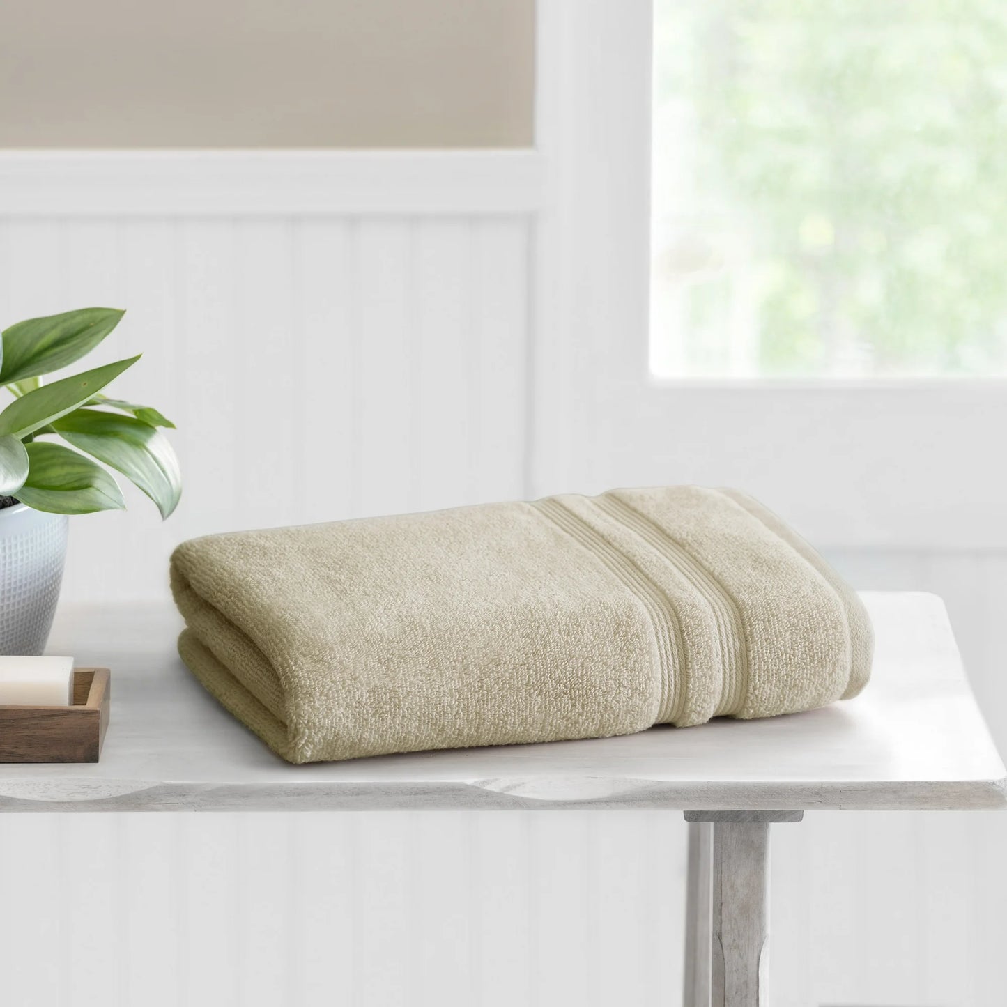 2 PZA Toalla de Baño Sólida 30" x 54", Beige Papiro