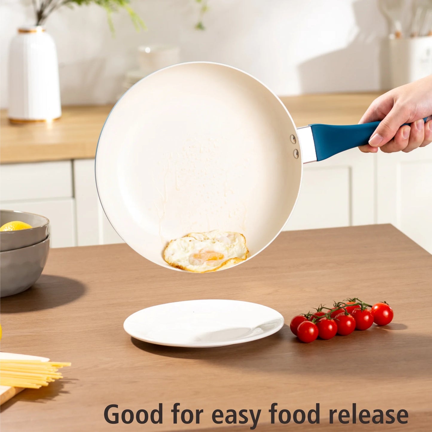 Mainstays Batería de Cocina de Aluminio Antiadherente de Cerámica de 12 Piezas, Azul