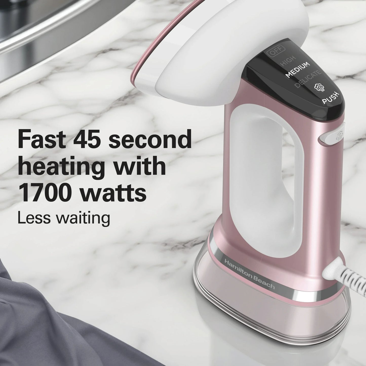Hamilton Beach Vaporizador/hierro para Ropa 3 en 1: Versátil, Control de Vapor Ajustable y Selección de Telas