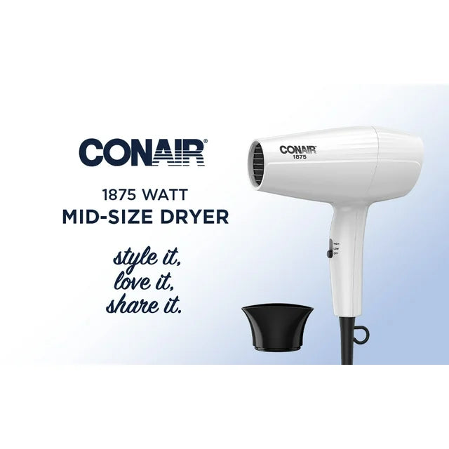 Conair Secador Mid-Size de 1875 Vatios para un Secado y Peinado Potentes