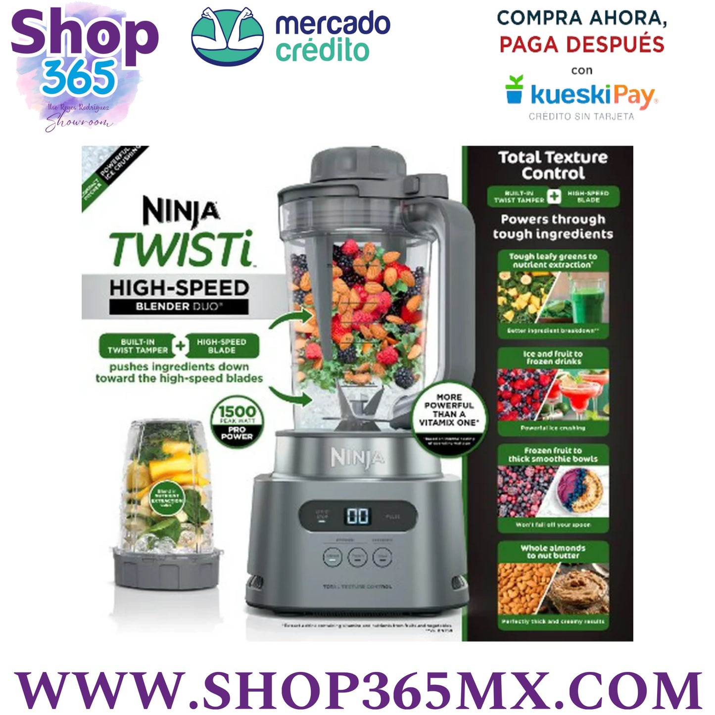 Ninja TWISTi Licuadora de Alta Velocida, Capacidad de 34 oz, SS150