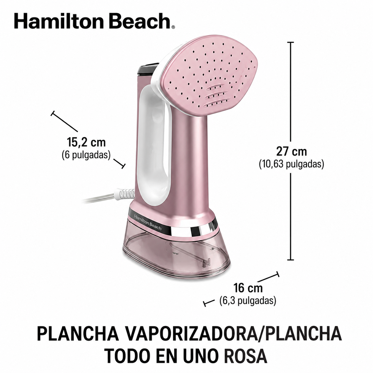 Hamilton Beach Vaporizador/hierro para Ropa 3 en 1: Versátil, Control de Vapor Ajustable y Selección de Telas