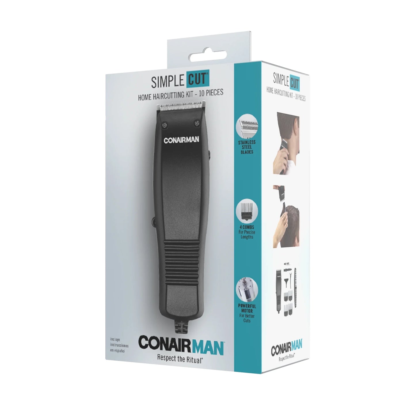 ConairMAN Kit de Corte de Pelo para Hombre de Corte Simple 10 Piezas