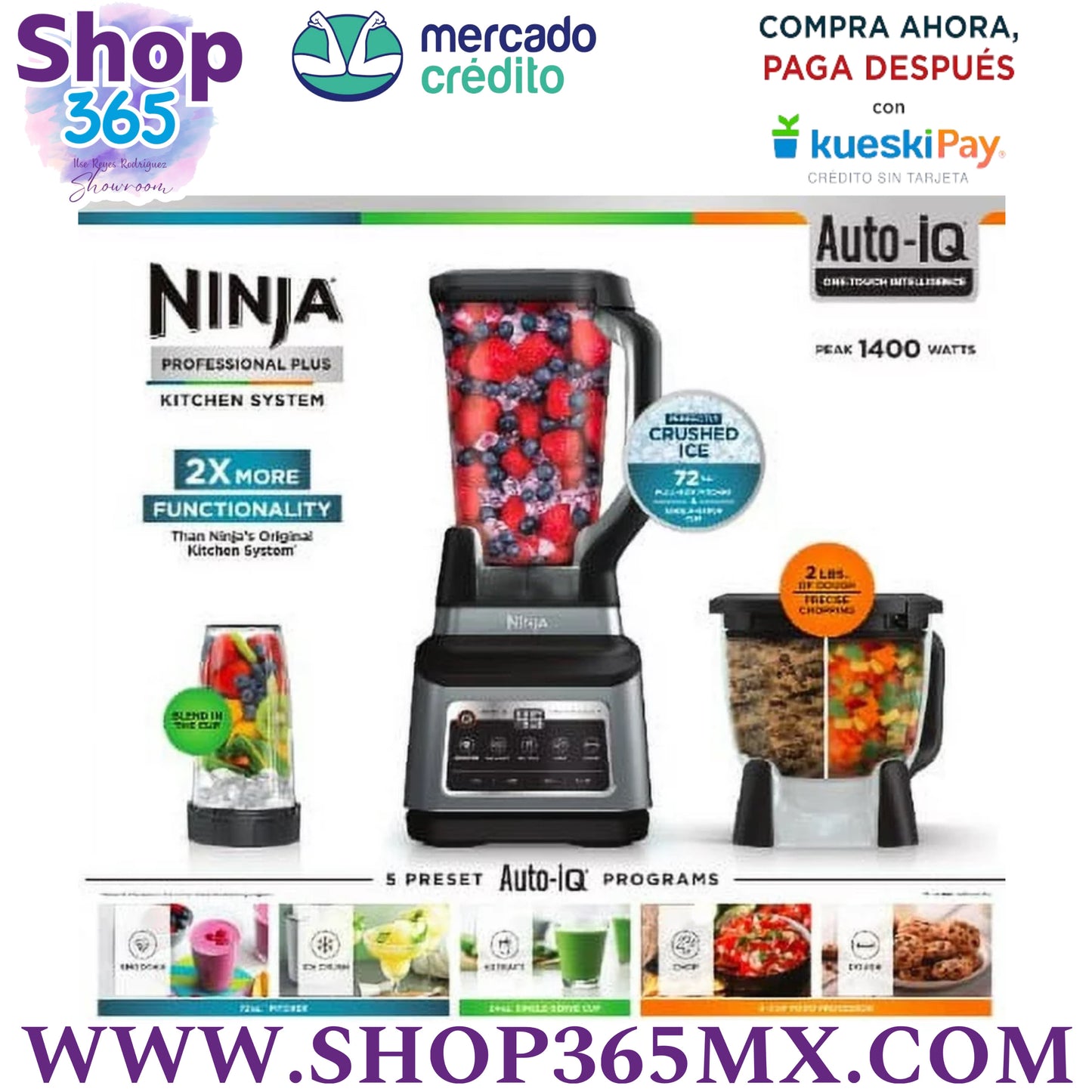 Sistema de cocina Ninja Profesional Más con Auto-iq y 72 oz. Total de Trituración Licuadora, BN800