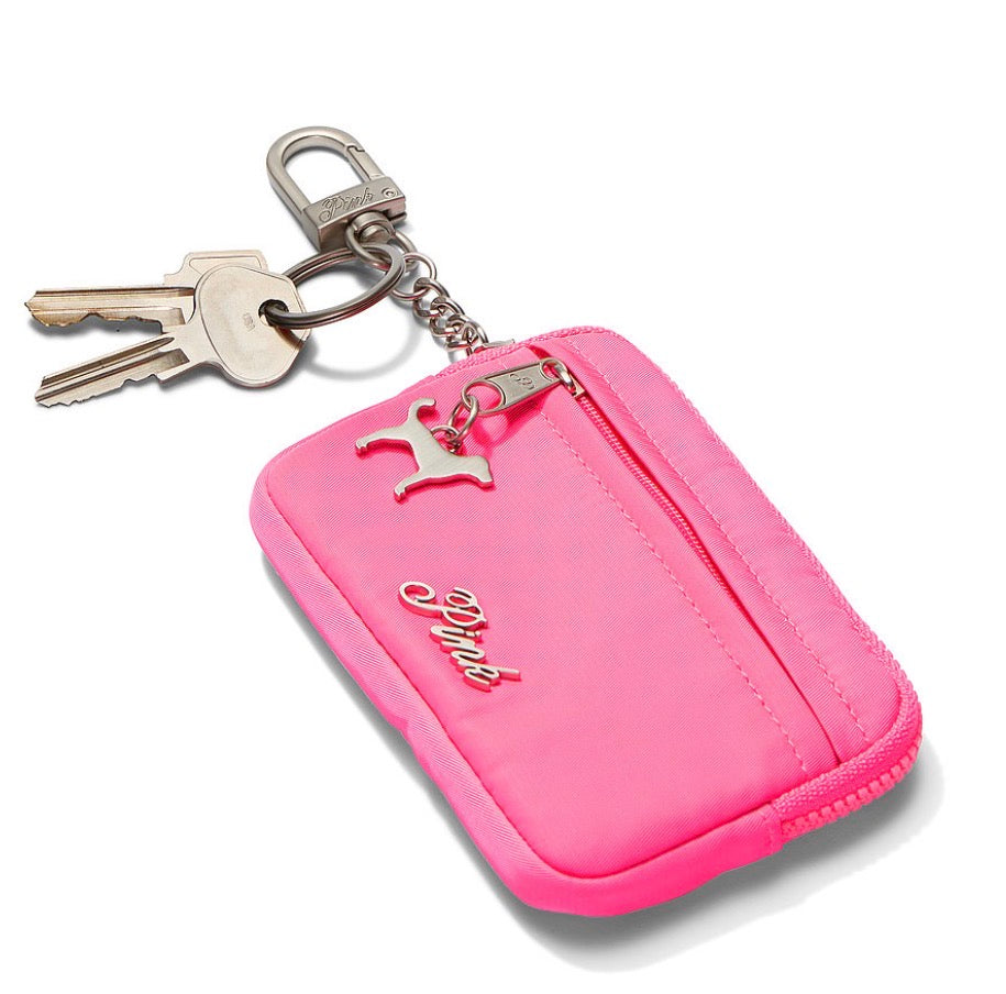 PINK Victoria’s Secret Zip Card Holder Keychain – Fall For Me Pink