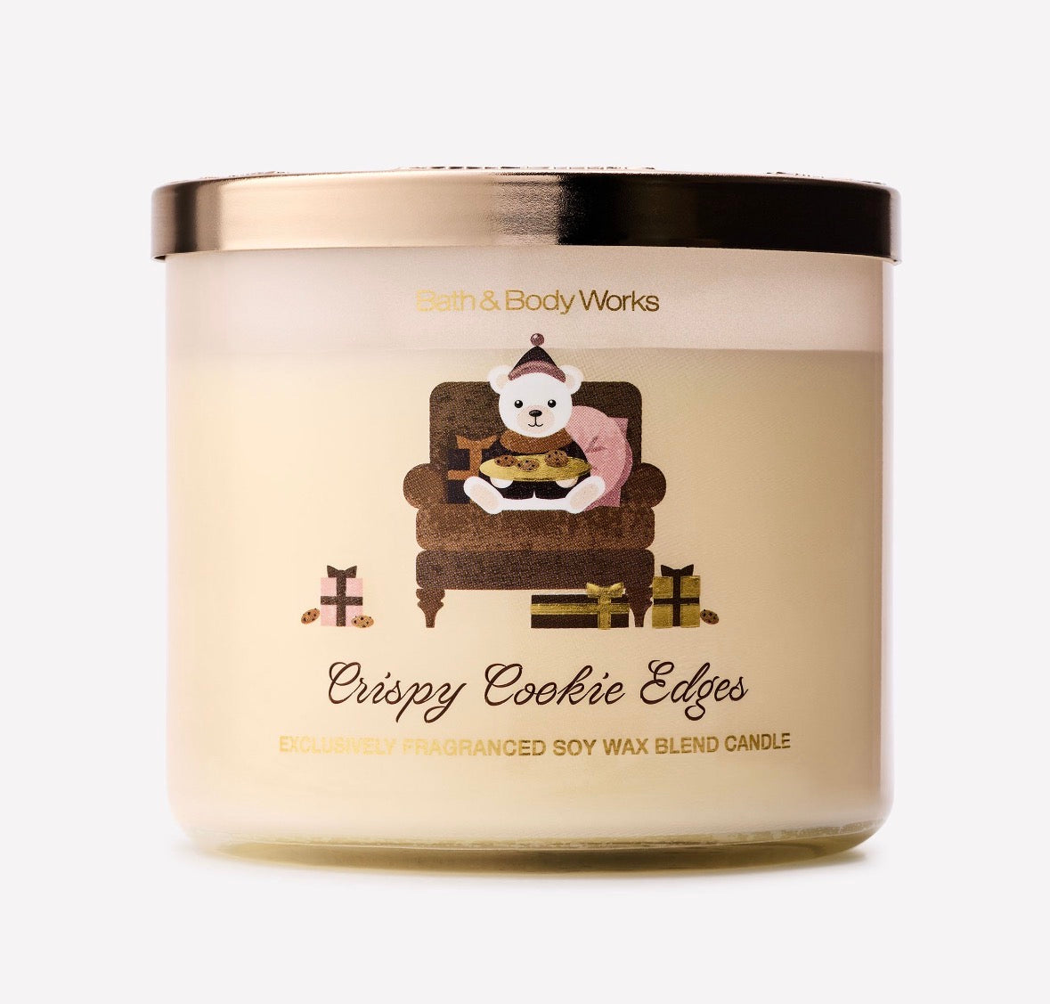 Bath & Body Works Crispy Cookie Edges – Vela Aromática de 3 Mechas | Edición Navideña