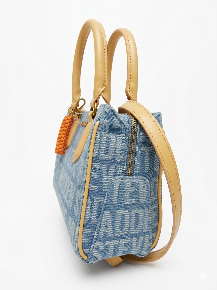 BOLSA STEVE MADDEN BLUE MULT BMICKEY DENIM SATCHEL MODELO DR144600