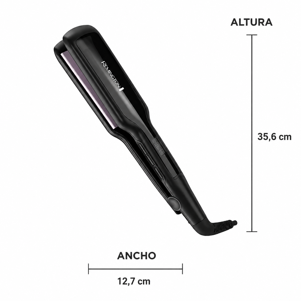 Plancha de pelo Remington de titanio de 1 3/4", tecnología antiestática, color negro