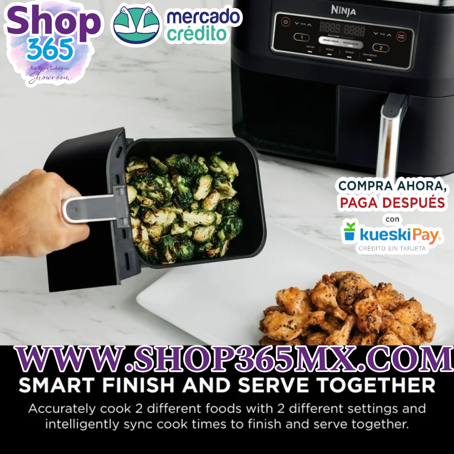 Foodi 4-in-1 8-Quart Ninja Freidora sin Aceite de 2 Cestas Tecnología DualZone DZ100