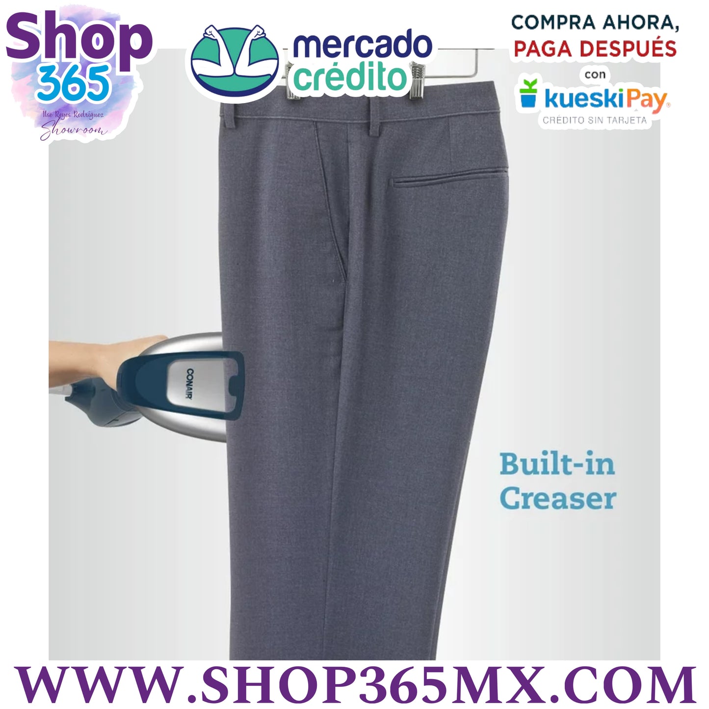 Conair Vapor de Ropa Portátil para Ropa, Turbo ExtremeSteam 1550W, Diseño Portátil de Mano